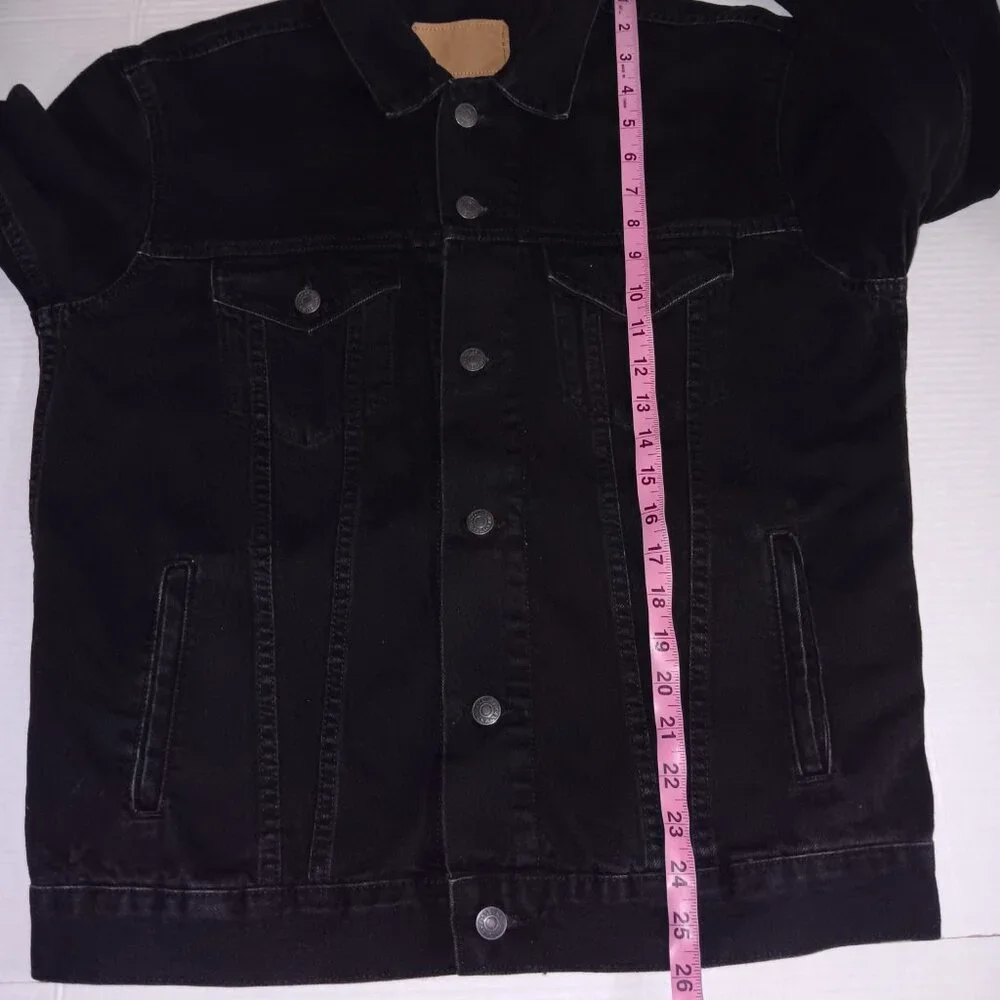 ZARA MEN'S BUTTON UP BLACK DENIM JACKET - Picture 5 of 11